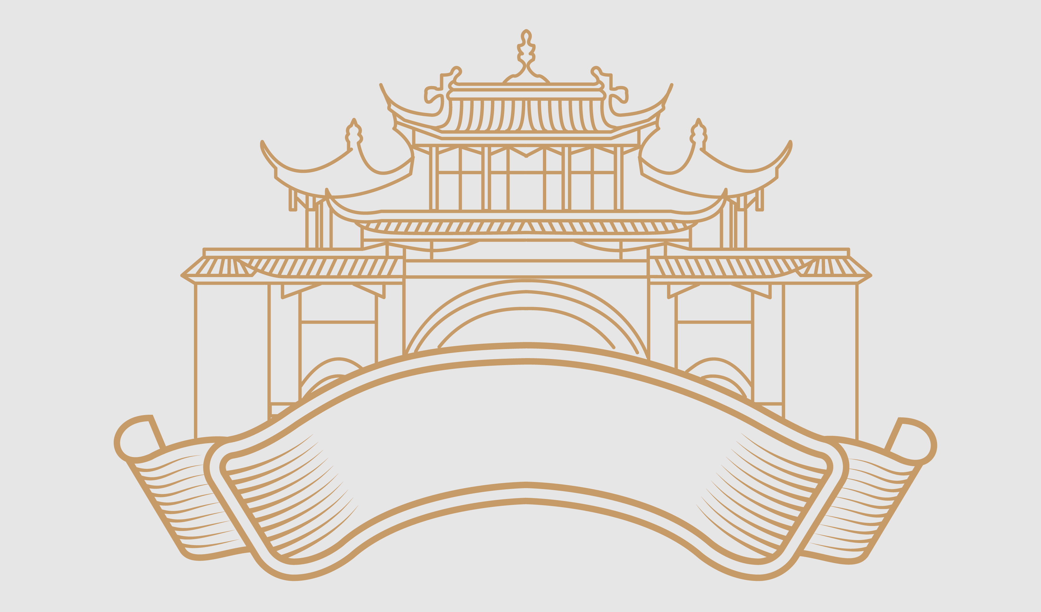 传统 茅台镇 国酒门 线条建筑 线条矢量元素